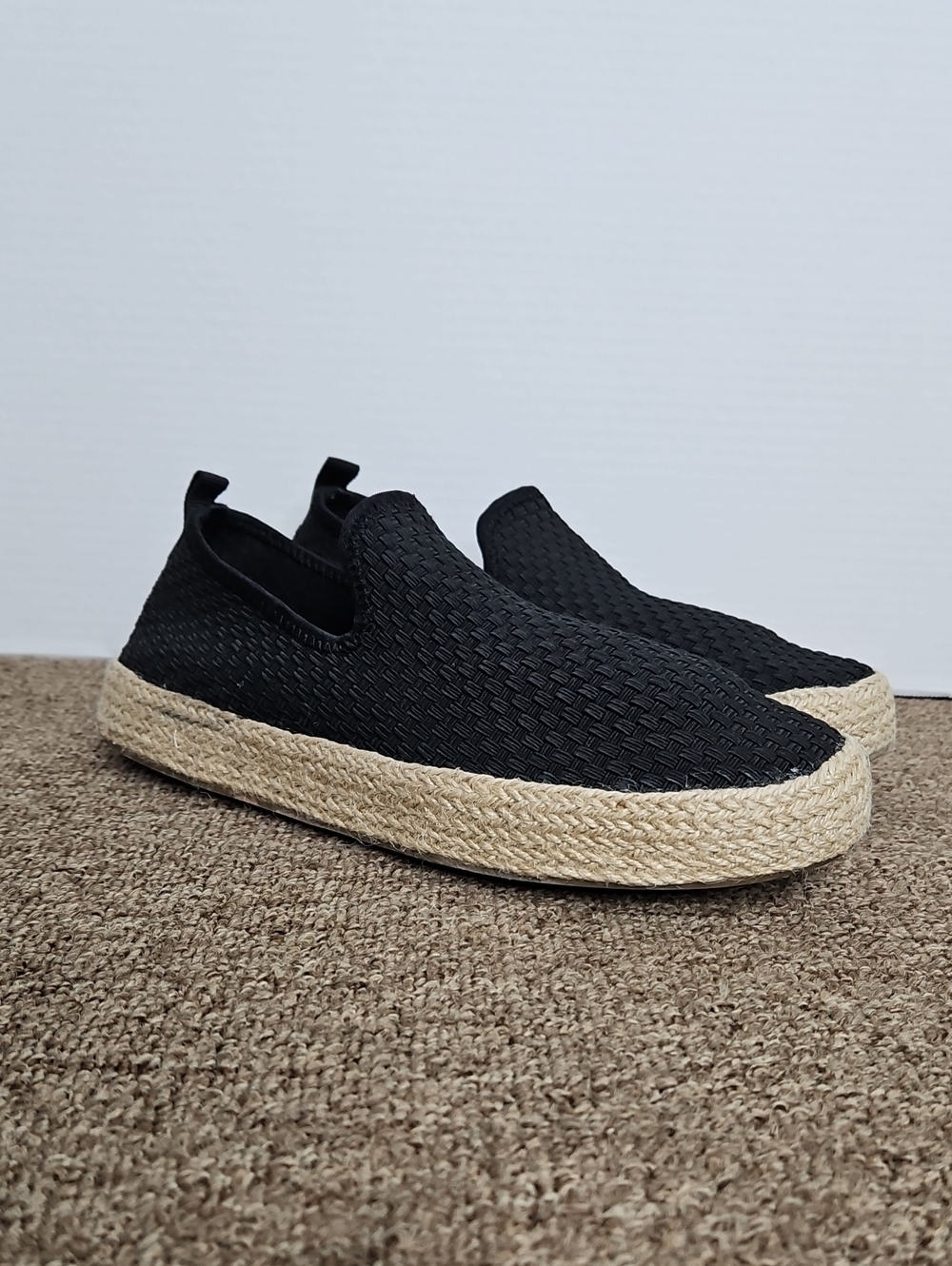 Enjoiya Journey Black Woven Jute Espadrilles Slipon Shoes Sz 39 / 9